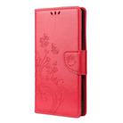 For Samsung Galaxy Note20 Butterfly Flower Embossing Horizontal Flip Leather Case with Holder & Card Slots & Wallet(Red) - 2