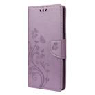 For Samsung Galaxy Note20 Butterfly Flower Embossing Horizontal Flip Leather Case with Holder & Card Slots & Wallet(Light Purple) - 2