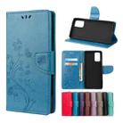 For Samsung Galaxy Note20 Ultra Butterfly Flower Embossing Horizontal Flip Leather Case with Holder & Card Slots & Wallet(Blue) - 1