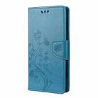 For Samsung Galaxy Note20 Ultra Butterfly Flower Embossing Horizontal Flip Leather Case with Holder & Card Slots & Wallet(Blue) - 2