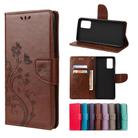 For Samsung Galaxy Note20 Ultra Butterfly Flower Embossing Horizontal Flip Leather Case with Holder & Card Slots & Wallet(Brown) - 1