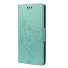 For Samsung Galaxy Note20 Ultra Butterfly Flower Embossing Horizontal Flip Leather Case with Holder & Card Slots & Wallet(Green) - 2