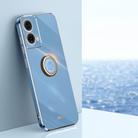 For Motorola Moto G85 XINLI Straight Edge 6D Electroplate TPU Phone Case with Ring Holder(Celestial Blue) - 1