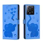 For Xiaomi 13T / 13T Pro Cartoon Elephant Embossed Leather Phone Case(Blue) - 1