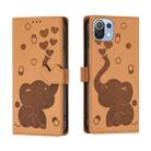 For Xiaomi Mi 11 Lite Cartoon Elephant Embossed Leather Phone Case(Yellow) - 1