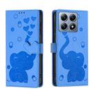 For Xiaomi 14T Cartoon Elephant Embossed Leather Phone Case(Blue) - 1