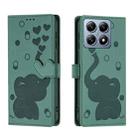 For Xiaomi 14T Cartoon Elephant Embossed Leather Phone Case(Green) - 1