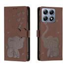 For Xiaomi 14T Cartoon Elephant Embossed Leather Phone Case(Brown) - 1