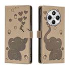 For Xiaomi Poco C75 Cartoon Elephant Embossed Leather Phone Case(Khaki) - 1