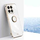 For Xiaomi 14T 5G Global XINLI Straight 6D Plating Gold Edge TPU Shockproof Case with Ring Holder(White) - 1