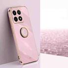 For Xiaomi 14T 5G Global XINLI Straight 6D Plating Gold Edge TPU Shockproof Case with Ring Holder(Cherry Purple) - 1