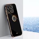 For Xiaomi 14T 5G Global XINLI Straight 6D Plating Gold Edge TPU Shockproof Case with Ring Holder(Black) - 1