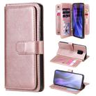 For Xiaomi Redmi 10X 5G / Redmi 10X Pro 5G Multifunctional Magnetic Copper Buckle Horizontal Flip Solid Color Leather Case with 10 Card Slots & Wallet & Holder & Photo Frame(Rose Gold) - 1