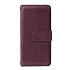 For Xiaomi Redmi Note 8 Multifunctional Magnetic Copper Buckle Horizontal Flip Solid Color Leather Case with 10 Card Slots & Wallet & Holder & Photo Frame(Wine Red) - 2