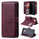 For Xiaomi Redmi Note 9S Multifunctional Magnetic Copper Buckle Horizontal Flip Solid Color Leather Case with 10 Card Slots & Wallet & Holder & Photo Frame(Wine Red) - 1