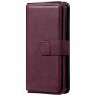 For Xiaomi Redmi Note 9S Multifunctional Magnetic Copper Buckle Horizontal Flip Solid Color Leather Case with 10 Card Slots & Wallet & Holder & Photo Frame(Wine Red) - 2