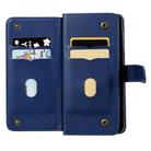 For Xiaomi Redmi Note 9S Multifunctional Magnetic Copper Buckle Horizontal Flip Solid Color Leather Case with 10 Card Slots & Wallet & Holder & Photo Frame(Dark Blue) - 3