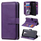 For Xiaomi Redmi Note 9 Multifunctional Magnetic Copper Buckle Horizontal Flip Solid Color Leather Case with 10 Card Slots & Wallet & Holder & Photo Frame(Purple) - 1