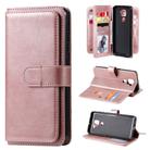 For Xiaomi Redmi Note 9 Multifunctional Magnetic Copper Buckle Horizontal Flip Solid Color Leather Case with 10 Card Slots & Wallet & Holder & Photo Frame(Rose Gold) - 1