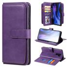 For Xiaomi Redmi 9 Multifunctional Magnetic Copper Buckle Horizontal Flip Solid Color Leather Case with 10 Card Slots & Wallet & Holder & Photo Frame(Purple) - 1