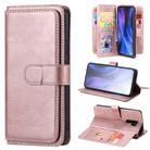 For Xiaomi Redmi 9 Multifunctional Magnetic Copper Buckle Horizontal Flip Solid Color Leather Case with 10 Card Slots & Wallet & Holder & Photo Frame(Rose Gold) - 1