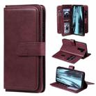 For Xiaomi Redmi Note 8 Pro Multifunctional Magnetic Copper Buckle Horizontal Flip Solid Color Leather Case with 10 Card Slots & Wallet & Holder & Photo Frame(Wine Red) - 1