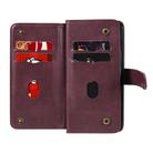 For Xiaomi Redmi Note 8 Pro Multifunctional Magnetic Copper Buckle Horizontal Flip Solid Color Leather Case with 10 Card Slots & Wallet & Holder & Photo Frame(Wine Red) - 2