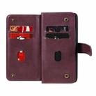 For Xiaomi Redmi Note 8 Pro Multifunctional Magnetic Copper Buckle Horizontal Flip Solid Color Leather Case with 10 Card Slots & Wallet & Holder & Photo Frame(Wine Red) - 2