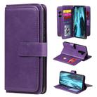 For Xiaomi Redmi Note 8 Pro Multifunctional Magnetic Copper Buckle Horizontal Flip Solid Color Leather Case with 10 Card Slots & Wallet & Holder & Photo Frame(Purple) - 1