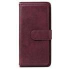 For Xiaomi Mi 10 Lite Multifunctional Magnetic Copper Buckle Horizontal Flip Solid Color Leather Case with 10 Card Slots & Wallet & Holder & Photo Frame(Wine Red) - 2