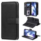 For Xiaomi Mi 10 Lite Multifunctional Magnetic Copper Buckle Horizontal Flip Solid Color Leather Case with 10 Card Slots & Wallet & Holder & Photo Frame(Black) - 1