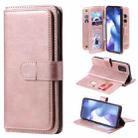 For Xiaomi Mi 10 Lite Multifunctional Magnetic Copper Buckle Horizontal Flip Solid Color Leather Case with 10 Card Slots & Wallet & Holder & Photo Frame(Rose Gold) - 1