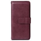 For Xiaomi Mi 10 / 10 Pro Multifunctional Magnetic Copper Buckle Horizontal Flip Solid Color Leather Case with 10 Card Slots & Wallet & Holder & Photo Frame(Wine Red) - 2