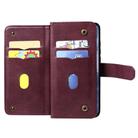 For Xiaomi Mi 10 / 10 Pro Multifunctional Magnetic Copper Buckle Horizontal Flip Solid Color Leather Case with 10 Card Slots & Wallet & Holder & Photo Frame(Wine Red) - 3