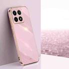 For Xiaomi 14T Pro 5G Global XINLI Straight 6D Plating Gold Edge TPU Phone Case(Cherry Purple) - 1