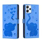 For Redmi 12 4G / 5G Cartoon Elephant Embossed Leather Phone Case(Blue) - 1