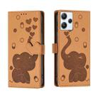 For Redmi 12 4G / 5G Cartoon Elephant Embossed Leather Phone Case(Yellow) - 1