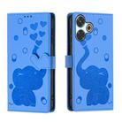 For Redmi 13 4G / 5G Cartoon Elephant Embossed Leather Phone Case(Blue) - 1