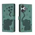 For Redmi 13 4G / 5G Cartoon Elephant Embossed Leather Phone Case(Green) - 1