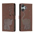 For Redmi 13 4G / 5G Cartoon Elephant Embossed Leather Phone Case(Brown) - 1