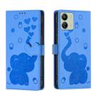 For Redmi 13C 4G Cartoon Elephant Embossed Leather Phone Case(Blue) - 1