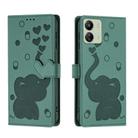 For Redmi 13C 4G Cartoon Elephant Embossed Leather Phone Case(Green) - 1