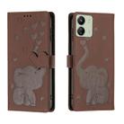 For Redmi 13C 4G Cartoon Elephant Embossed Leather Phone Case(Brown) - 1