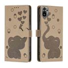 For Redmi Note 10 / Note 10S Cartoon Elephant Embossed Leather Phone Case(Khaki) - 1