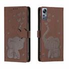 For Redmi Note 12S 4G Cartoon Elephant Embossed Leather Phone Case(Brown) - 1