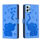 For Redmi Note 12 4G Cartoon Elephant Embossed Leather Phone Case(Blue) - 1