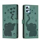 For Redmi Note 12 4G Cartoon Elephant Embossed Leather Phone Case(Green) - 1