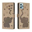 For Redmi Note 12 4G Cartoon Elephant Embossed Leather Phone Case(Khaki) - 1