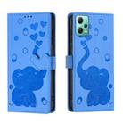 For Redmi Note 12 5G Cartoon Elephant Embossed Leather Phone Case(Blue) - 1