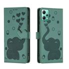 For Redmi Note 12 5G Cartoon Elephant Embossed Leather Phone Case(Green) - 1